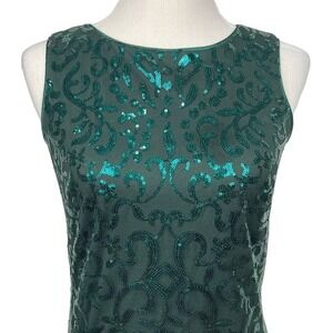 NEW VINCE CAMUTO Size 2 Sequin Emerald Green Shift Mini Sleeveless Dress